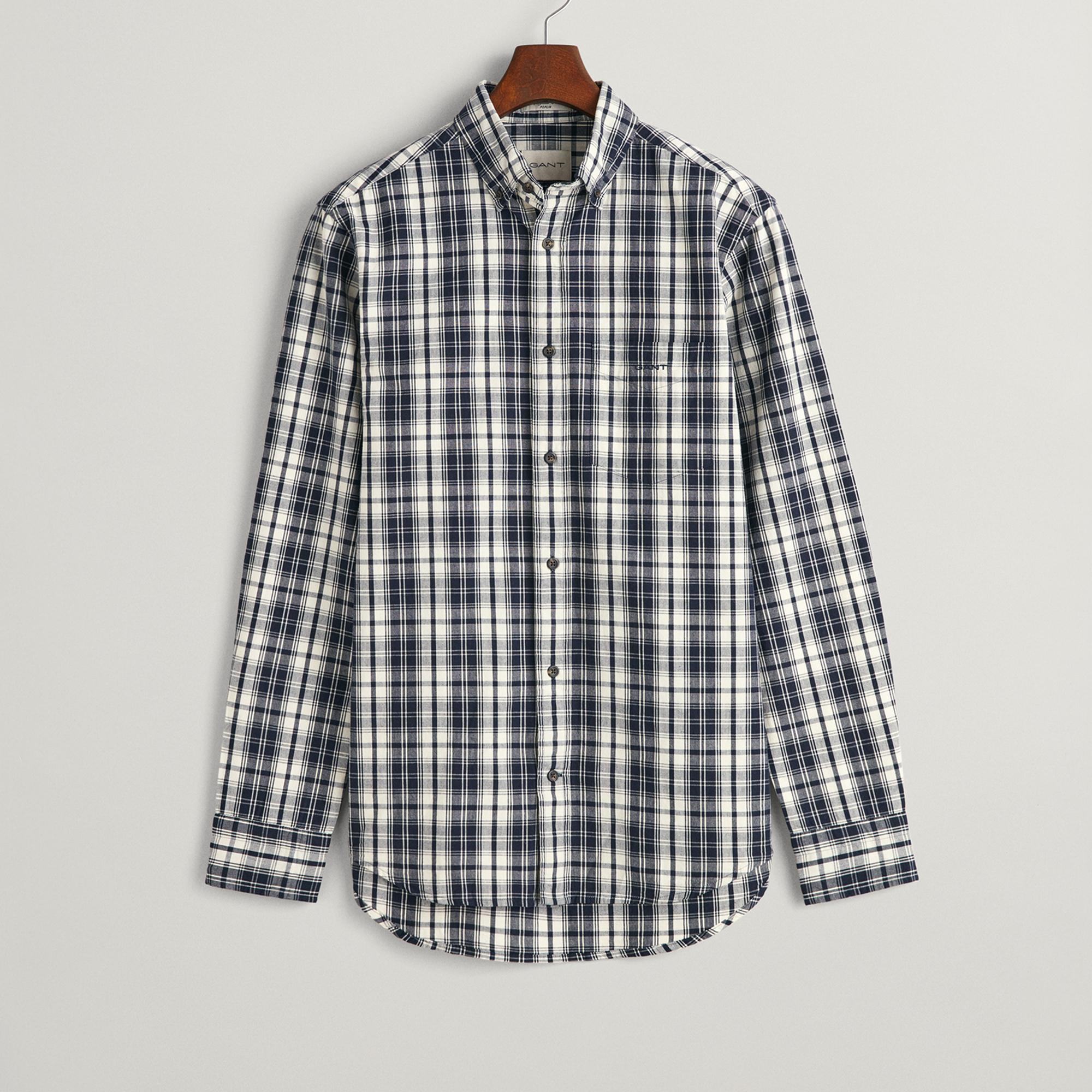 GANT Erkek Krem Regular Fit Düğmeli Yaka Kareli Gömlek