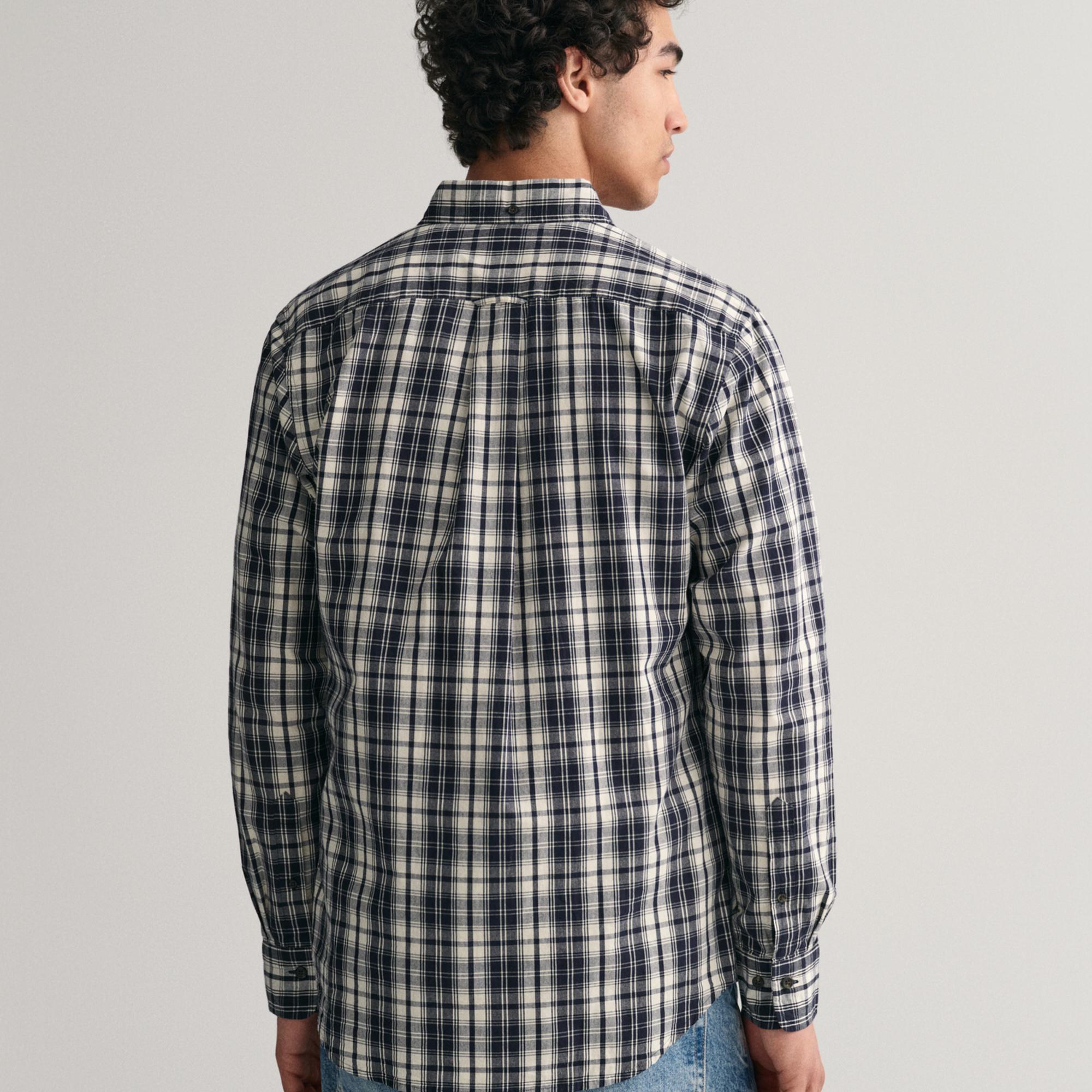 GANT Erkek Krem Regular Fit Düğmeli Yaka Kareli Gömlek