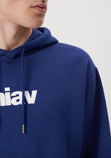  Mavi Mavi Logo Baskılı Kapüşonlu Mavi Sweatshirt 0S10001-70722