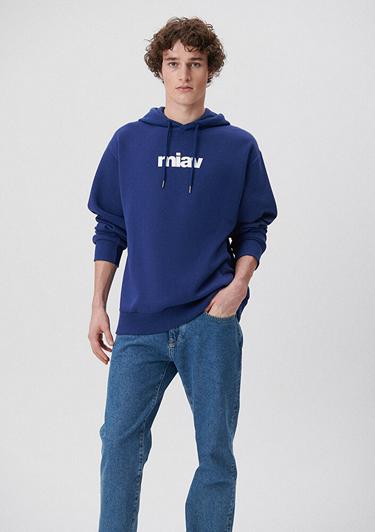  Mavi Mavi Logo Baskılı Kapüşonlu Mavi Sweatshirt 0S10001-70722