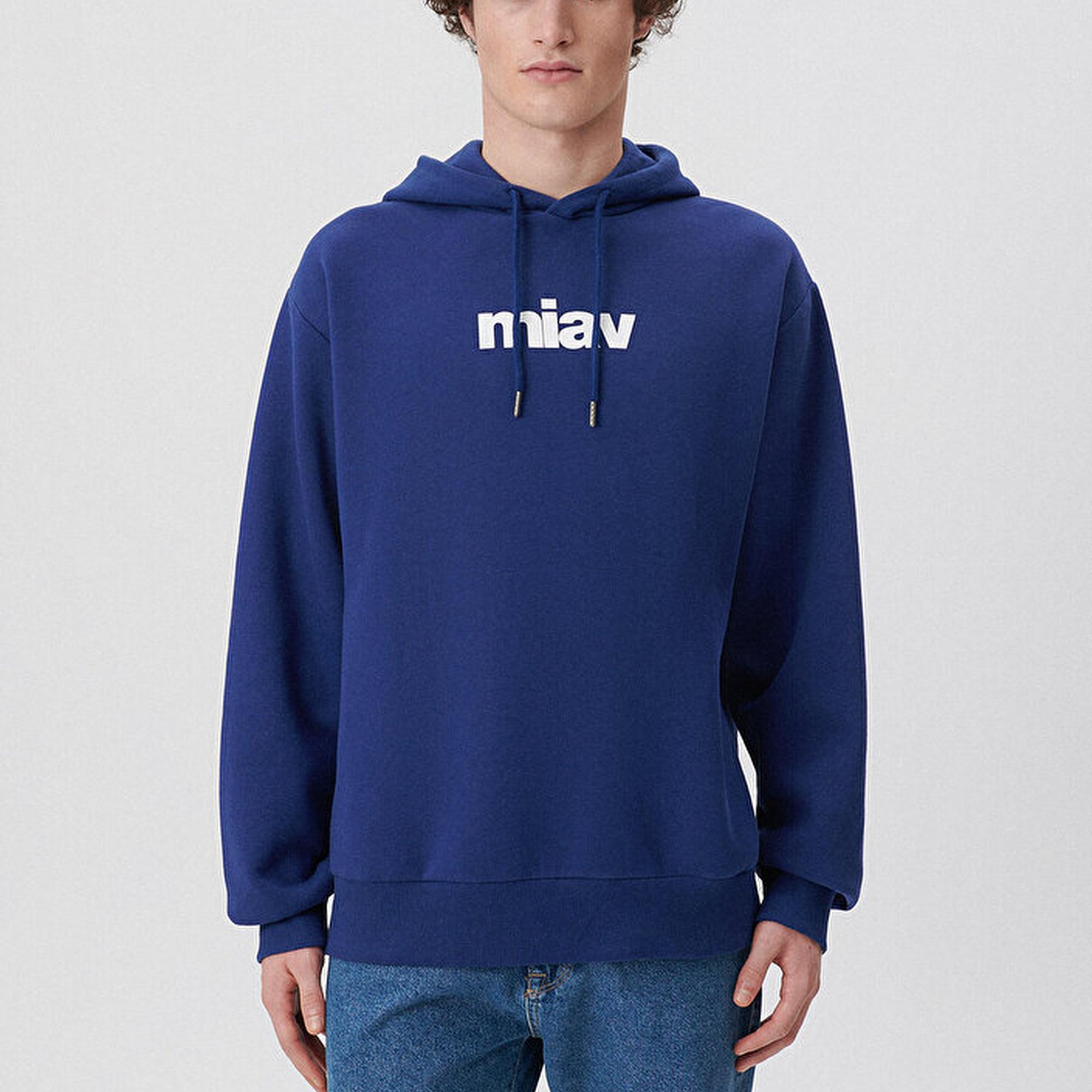 Mavi Mavi Logo Baskılı Kapüşonlu Mavi Sweatshirt 0S10001-70722