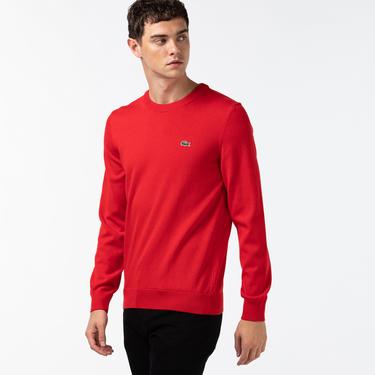  Erkek Regular Fit Bisiklet Yaka Organik Pamuk Kırmızı Kazak