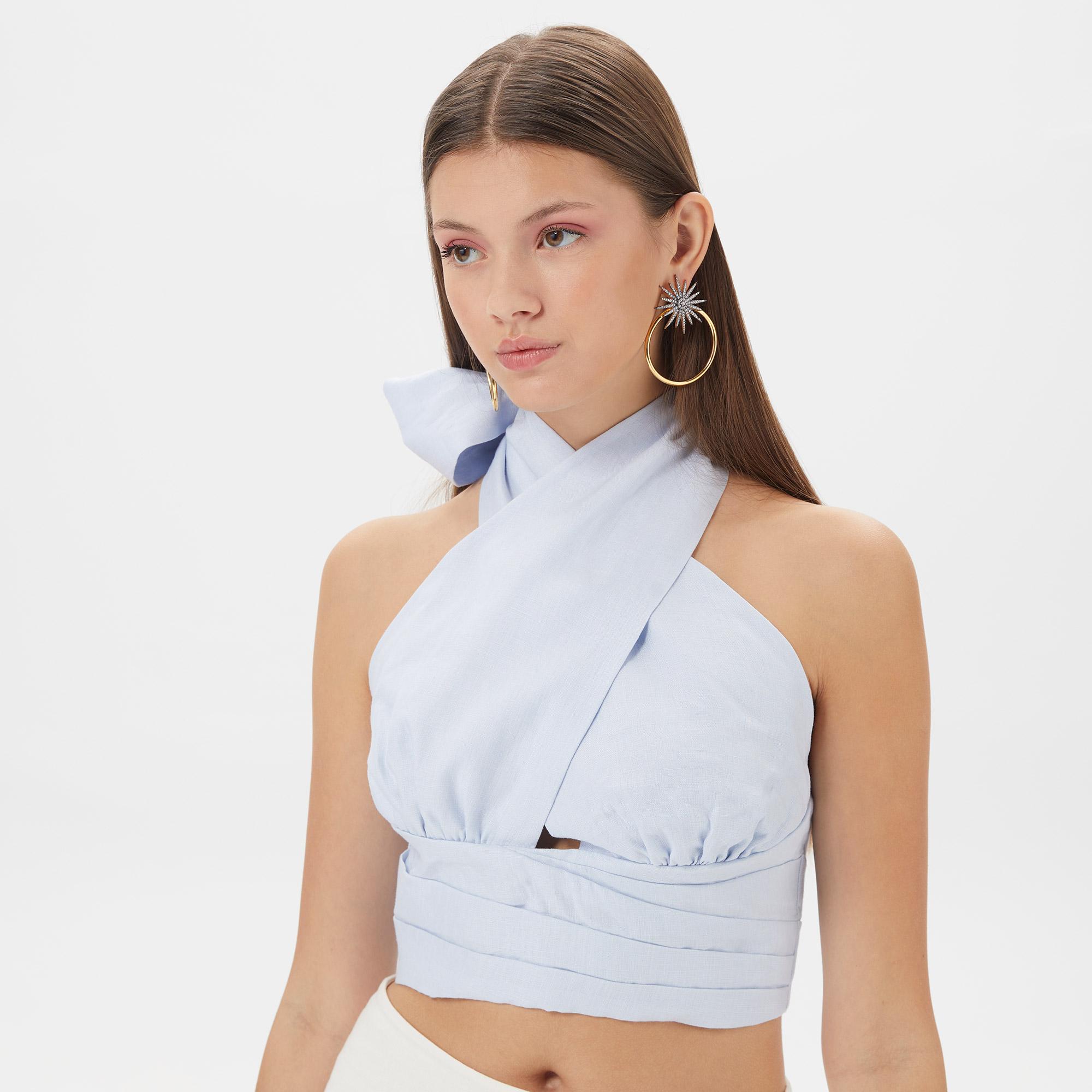 Dahlia Bianca Janet Kadın Mavi Bluz