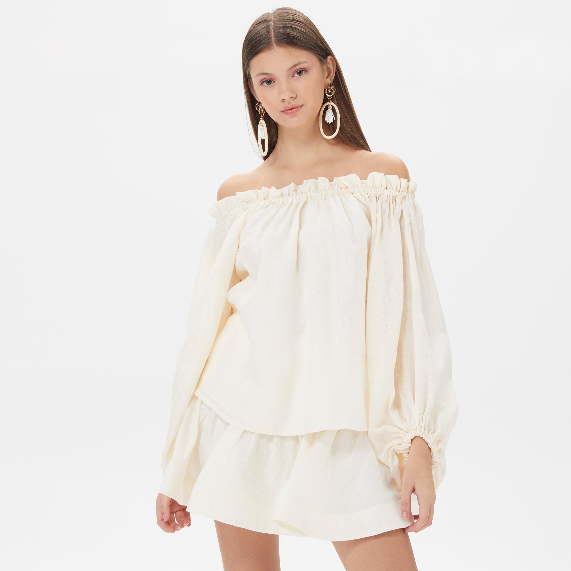 Dahlia Bianca Lilya Kadın Beyaz Bluz