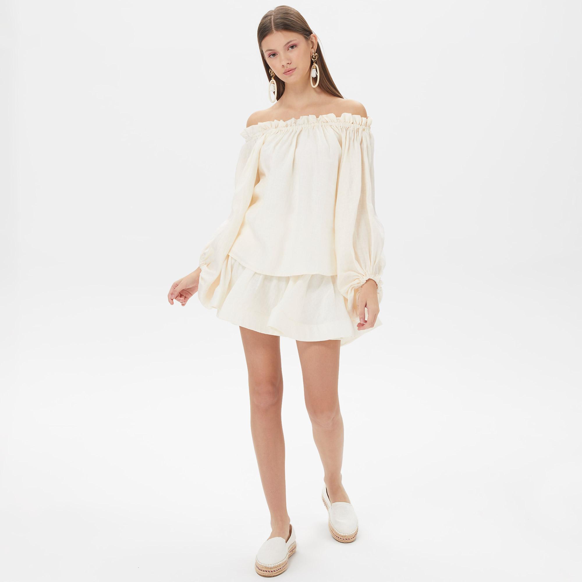 Dahlia Bianca Lilya Kadın Beyaz Bluz