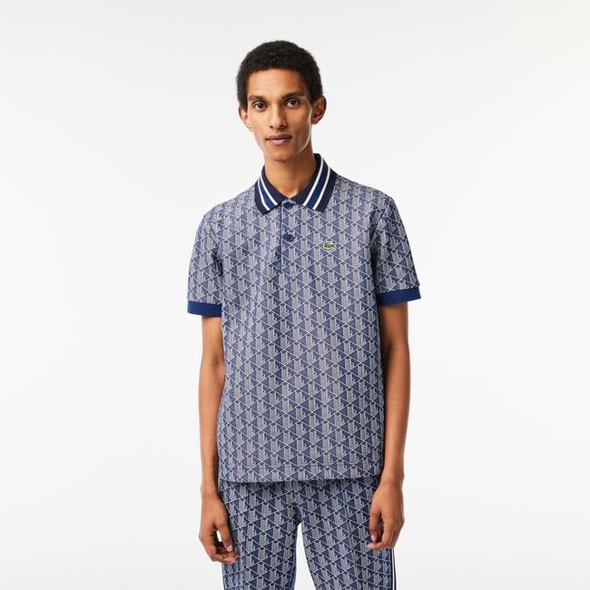  Erkek Classic Fit Monogram Lacivert Polo