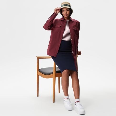  Kadın Relaxed Fit Uzun Kollu Kırmızı Gömlek