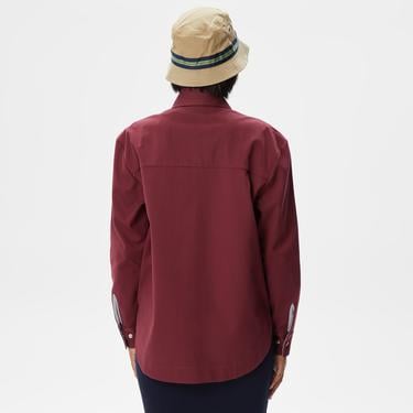  Kadın Relaxed Fit Uzun Kollu Kırmızı Gömlek