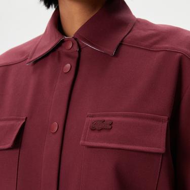  Kadın Relaxed Fit Uzun Kollu Kırmızı Gömlek