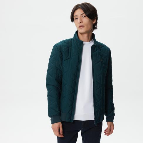  Erkek Dik Yaka Monogram Yeşil Mont