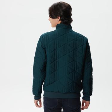  Erkek Dik Yaka Monogram Yeşil Mont