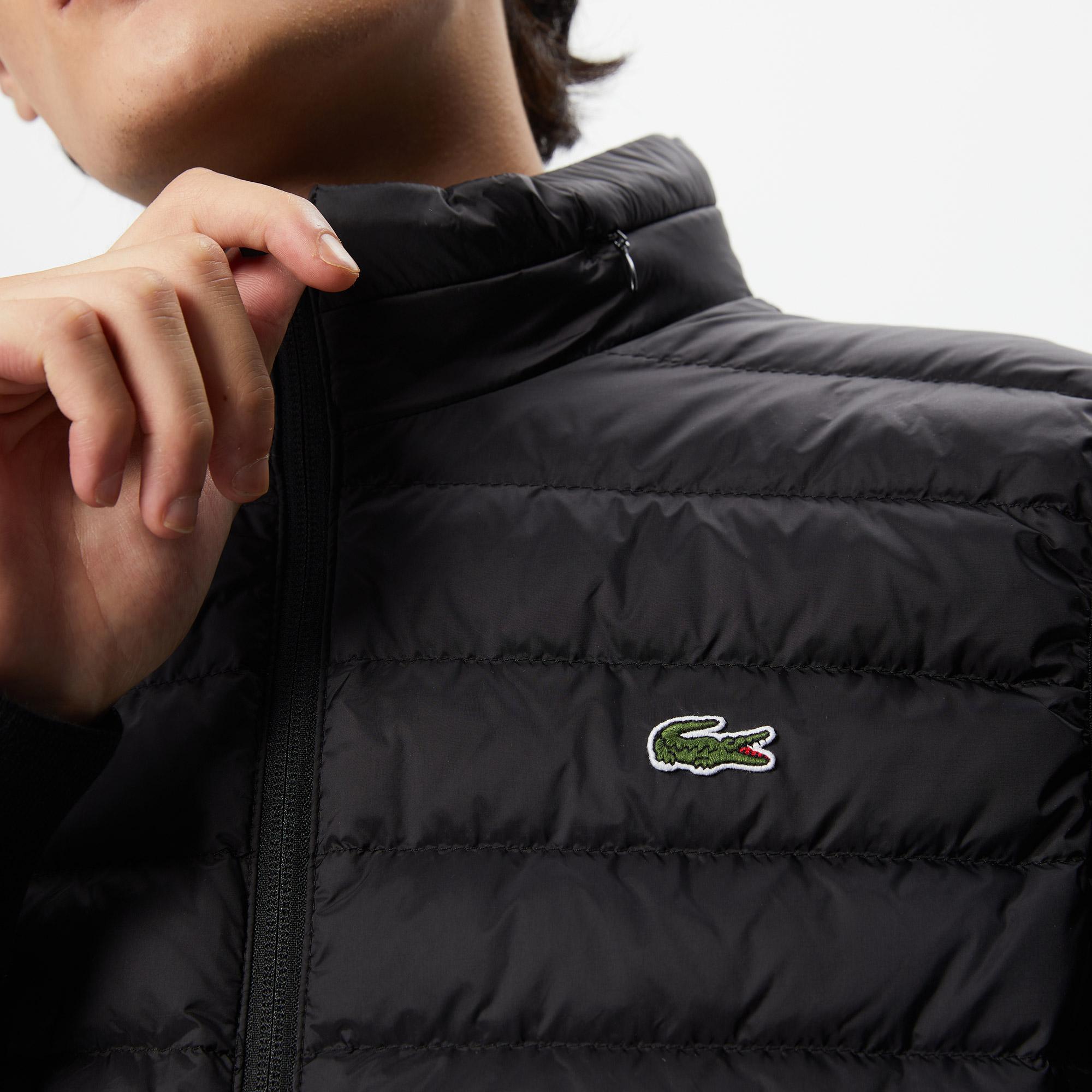 Erkek Dik Yaka Kapitone Siyah Mont