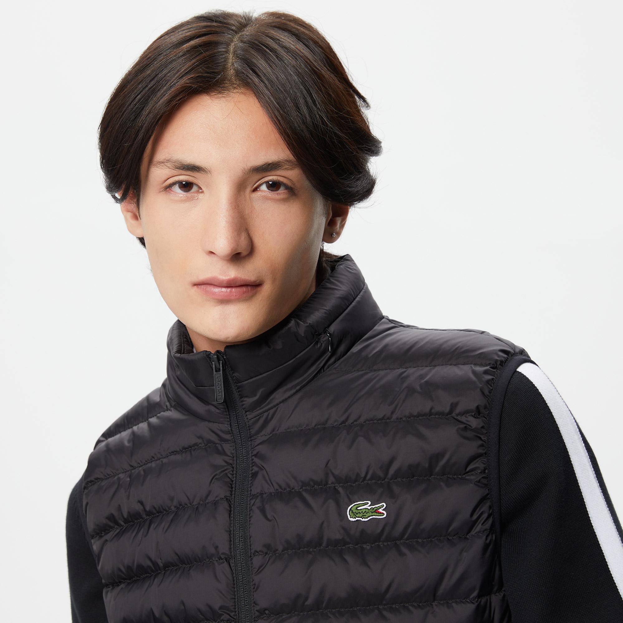 Erkek Dik Yaka Kapitone Siyah Mont