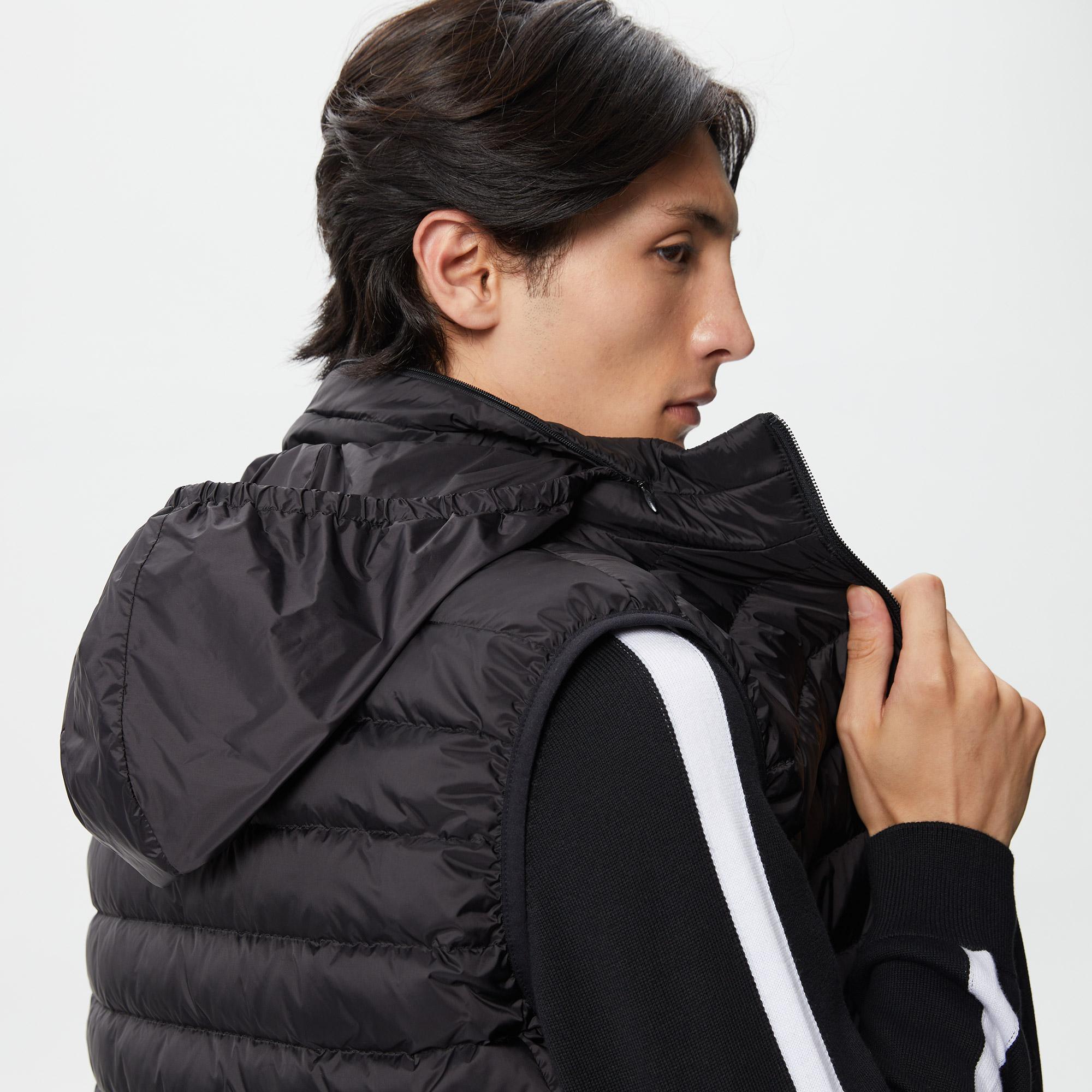 Erkek Dik Yaka Kapitone Siyah Mont