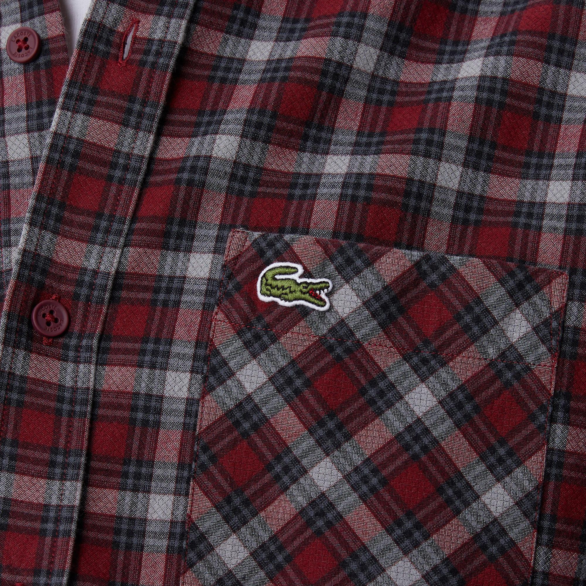 Lacoste Erkek Regular Fit Ekose Bordo Gömlek