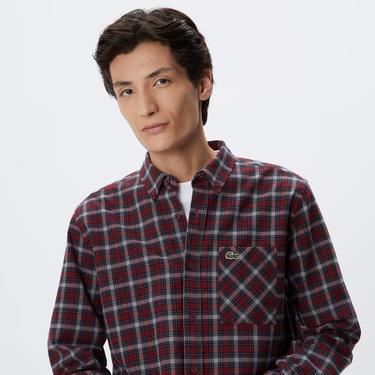  Erkek Regular Fit Ekose Bordo Gömlek
