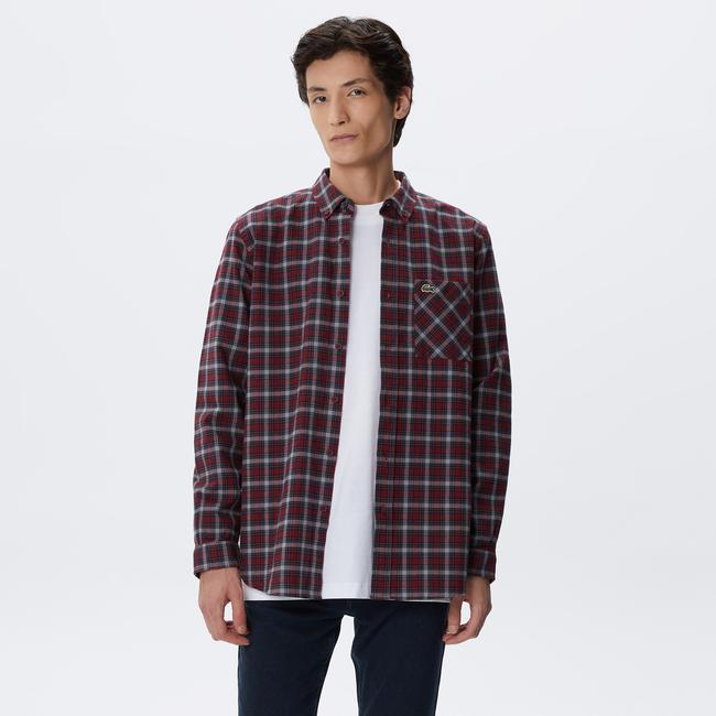  Erkek Regular Fit Ekose Bordo Gömlek