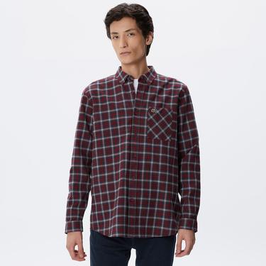  Erkek Regular Fit Ekose Bordo Gömlek