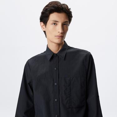  Erkek Relaxed Fit Baskılı Siyah Gömlek