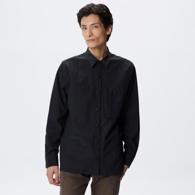  Erkek Relaxed Fit Baskılı Siyah Gömlek