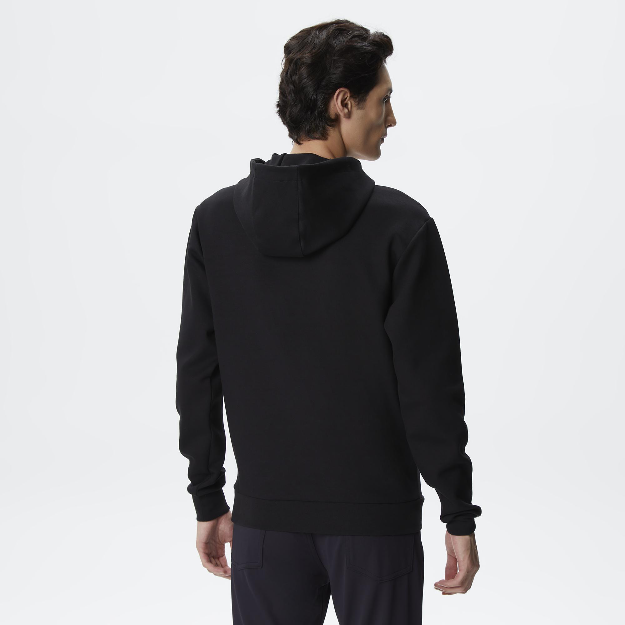 Erkek Slim Fit Kapüşonlu Siyah Sweatshirt