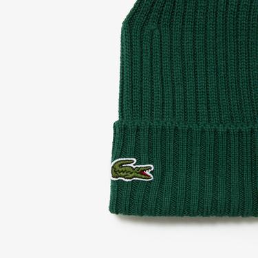  Lacoste Unisex Yün Koyu Yeşil Bere
