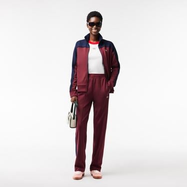  Kadın Straight Fit Renk Bloklu Bordo Eşofman Altı