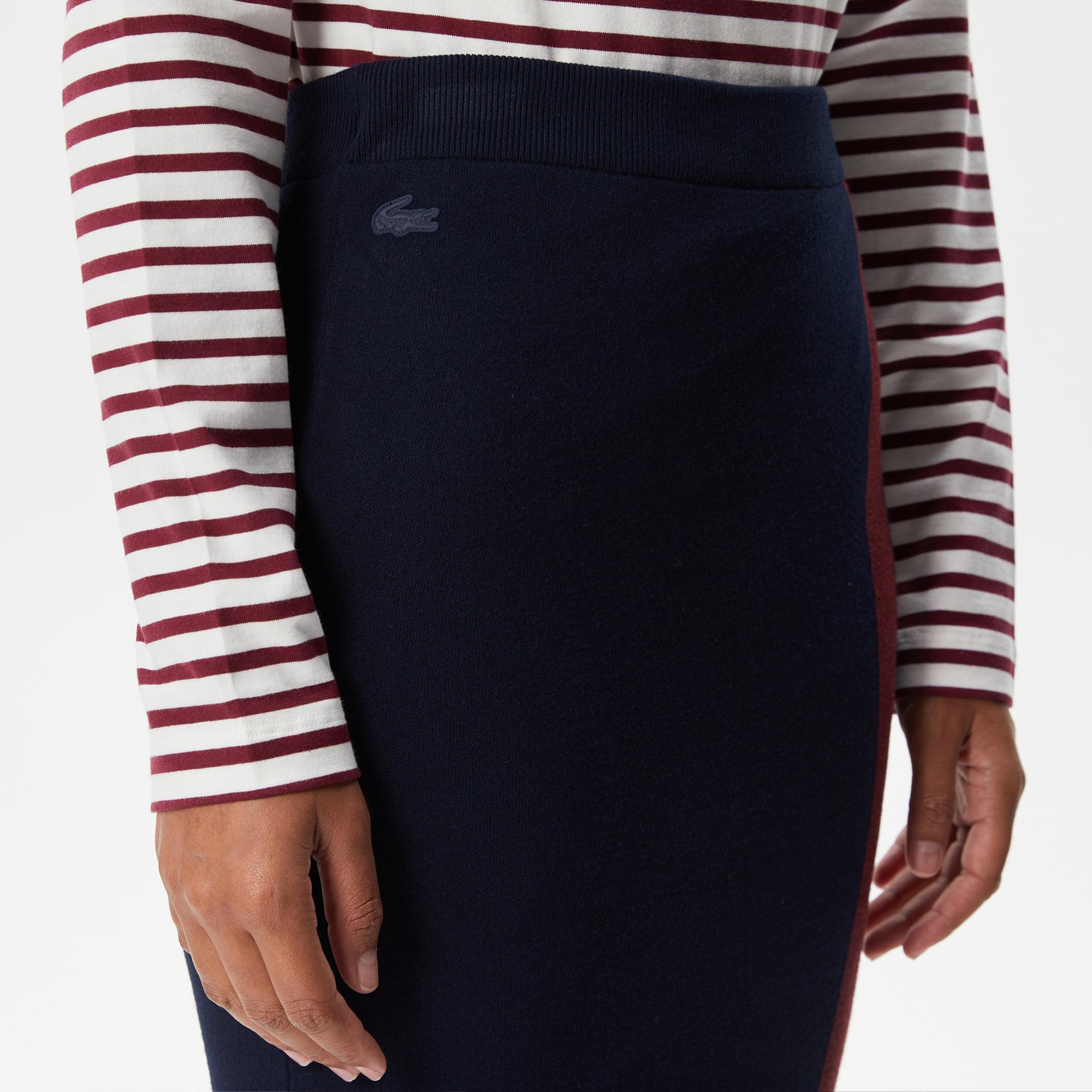 Kadın Skinny Fit Çizgili Lacivert Etek