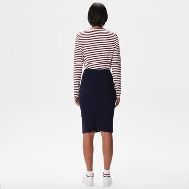  Kadın Skinny Fit Çizgili Lacivert Etek