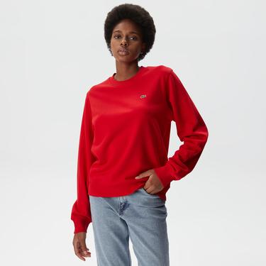  Lacoste Kadın Regular Fit Bisiklet Yaka Kırmızı Sweatshirt
