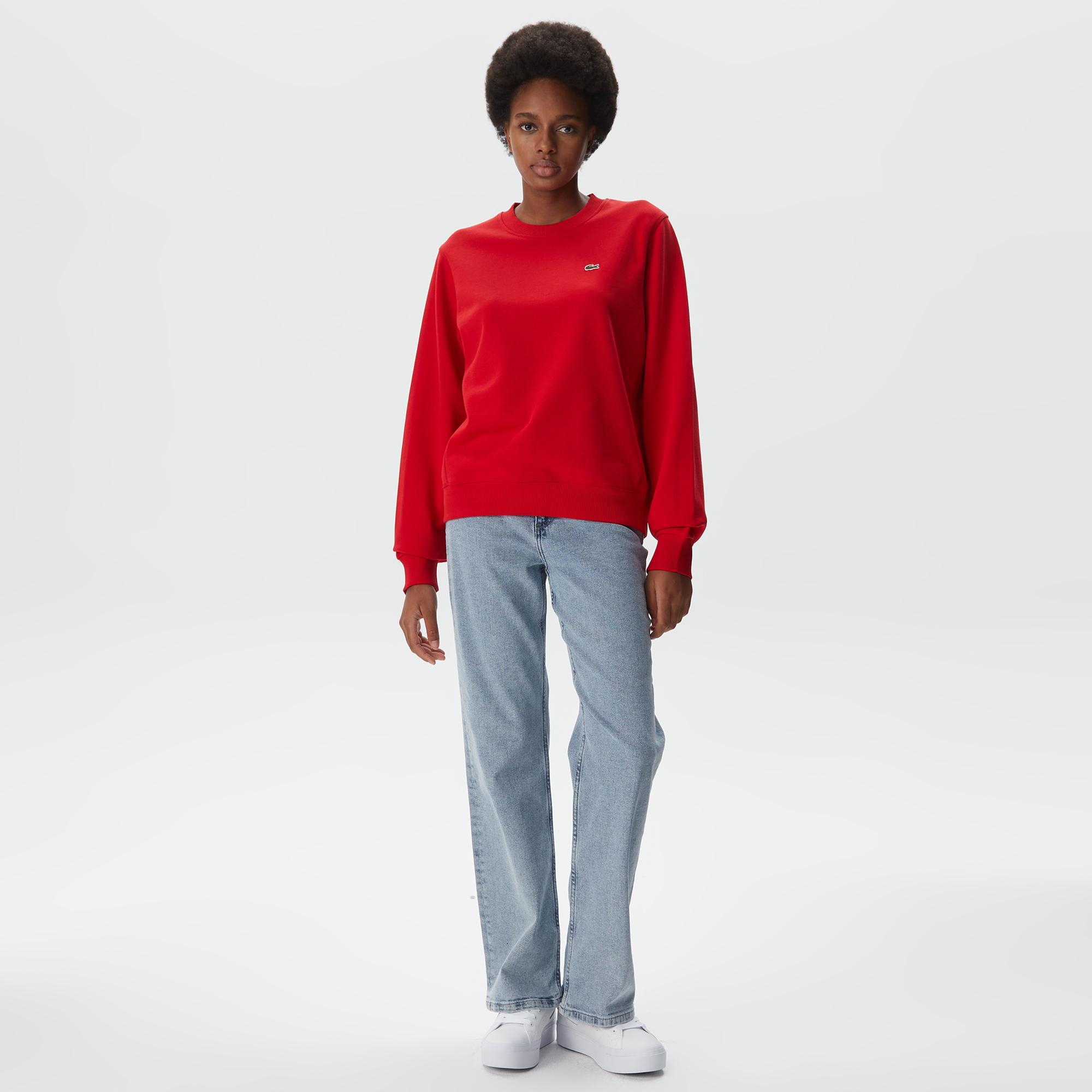 Lacoste Kadın Regular Fit Bisiklet Yaka Kırmızı Sweatshirt