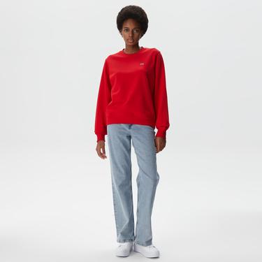  Lacoste Kadın Regular Fit Bisiklet Yaka Kırmızı Sweatshirt