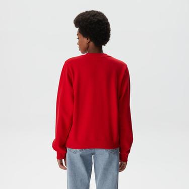  Lacoste Kadın Regular Fit Bisiklet Yaka Kırmızı Sweatshirt