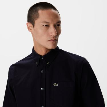  Lacoste Erkek Regular Fit Düğmeli Yaka Lacivert Gömlek