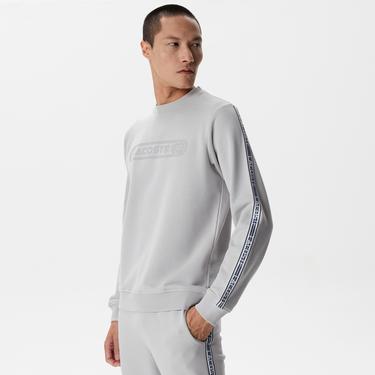  Lacoste Erkek Relaxed Fit Bisiklet Yaka Baskılı Gri Sweatshirt