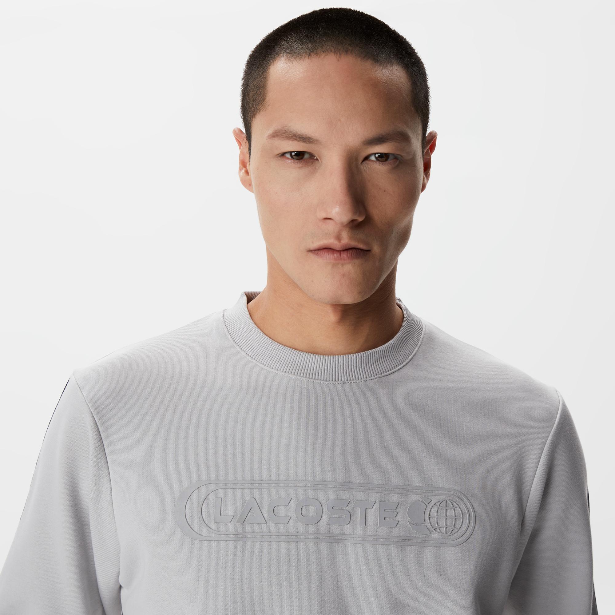 Lacoste Erkek Relaxed Fit Bisiklet Yaka Baskılı Gri Sweatshirt