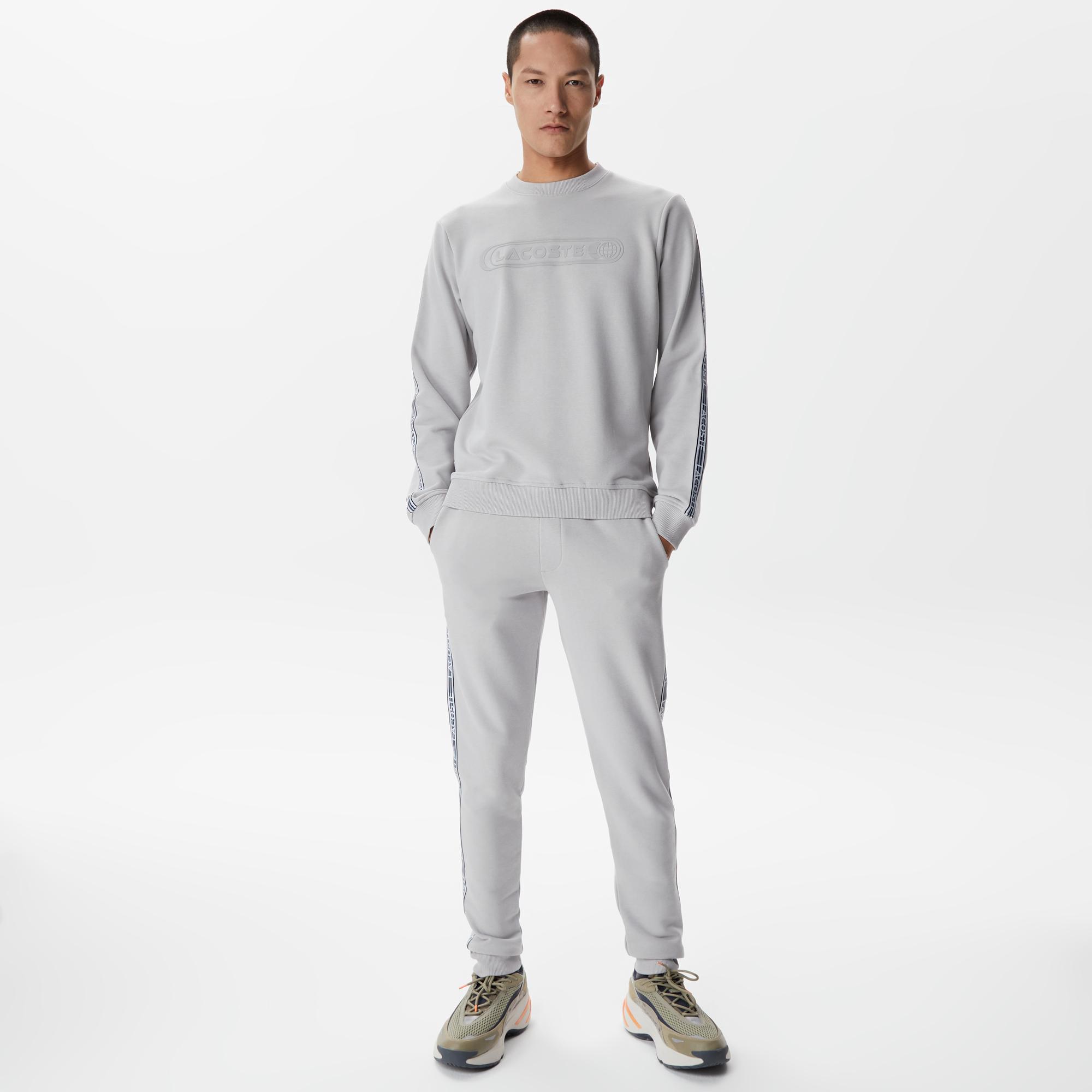 Lacoste Erkek Relaxed Fit Bisiklet Yaka Baskılı Gri Sweatshirt