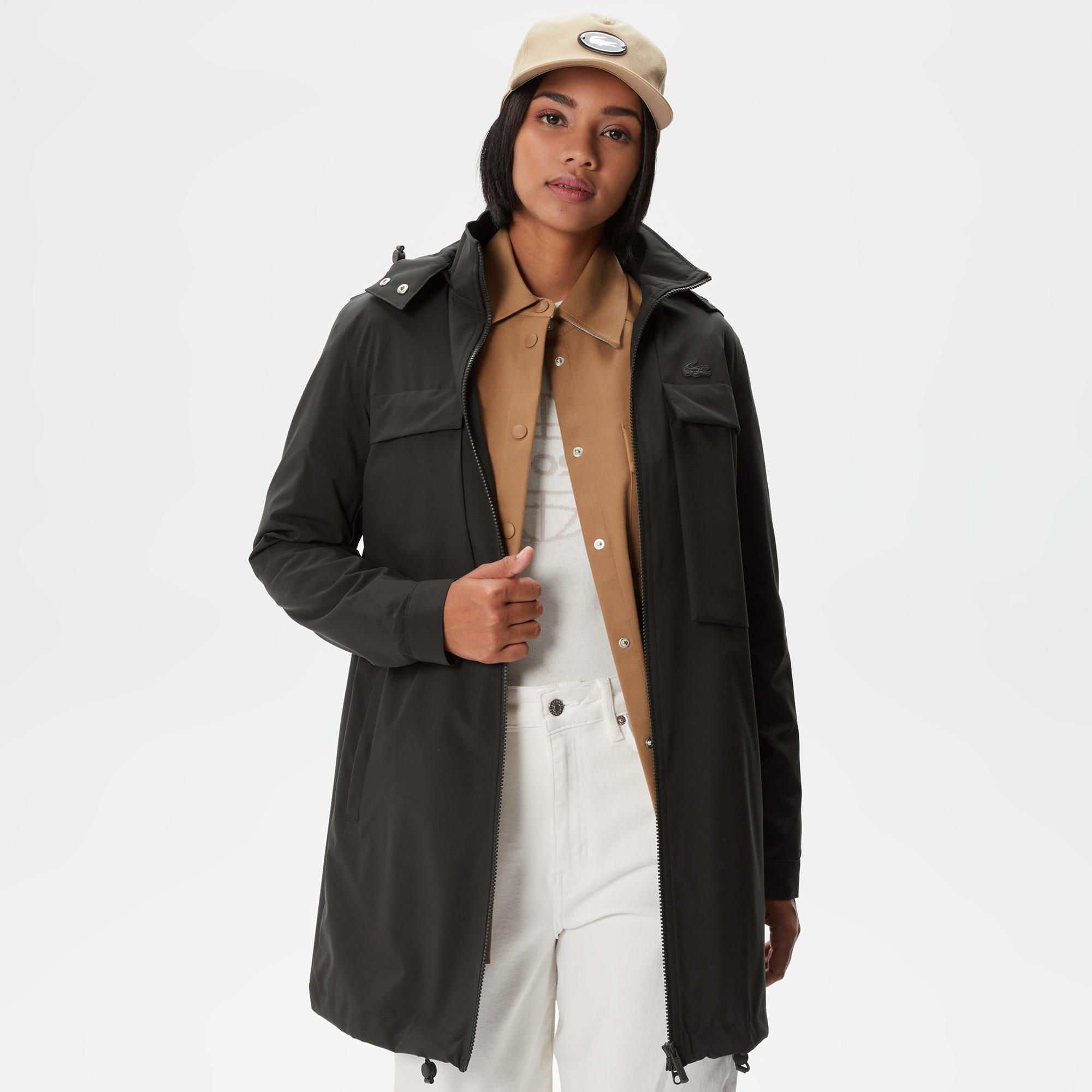 Kadın Kapüşonlu Haki Mont