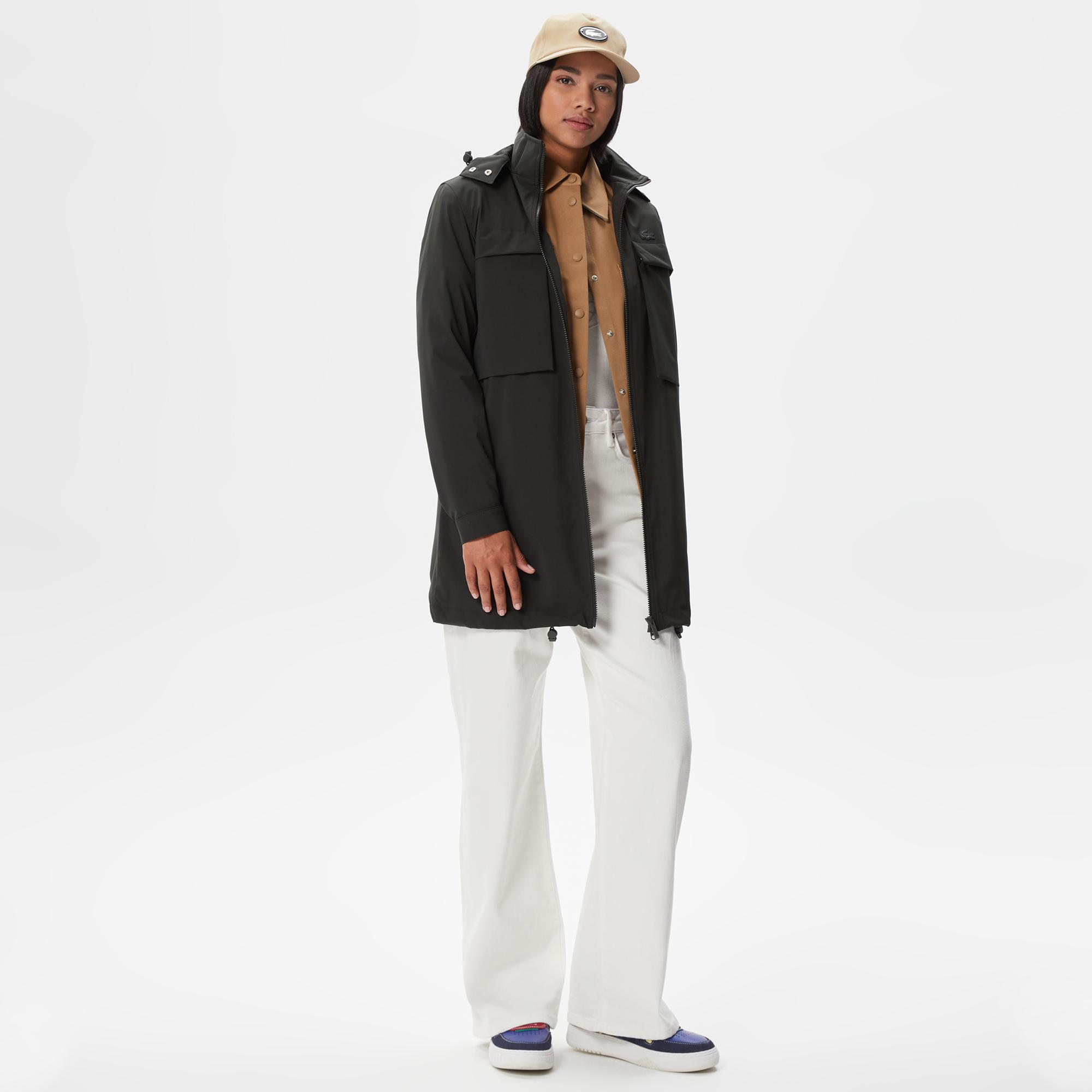 Kadın Kapüşonlu Haki Mont