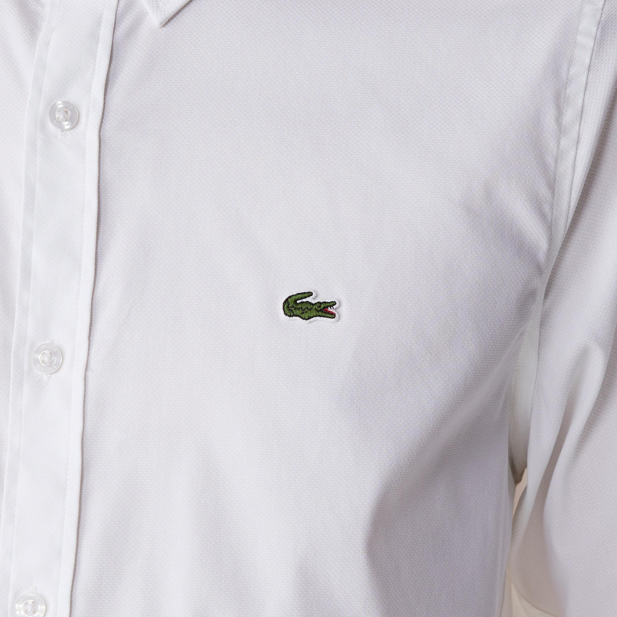 Lacoste Erkek Slim Fit Düğmeli Yaka Beyaz Gömlek