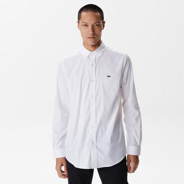  Lacoste Erkek Slim Fit Düğmeli Yaka Beyaz Gömlek