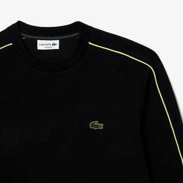  Erkek Classic Fit Bisiklet Yaka Baskılı Siyah Sweatshirt