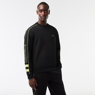  Erkek Classic Fit Bisiklet Yaka Baskılı Siyah Sweatshirt