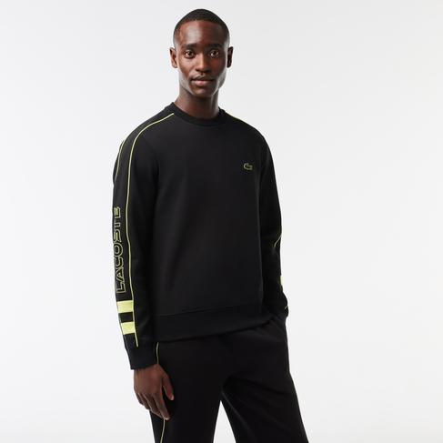  Erkek Classic Fit Bisiklet Yaka Baskılı Siyah Sweatshirt