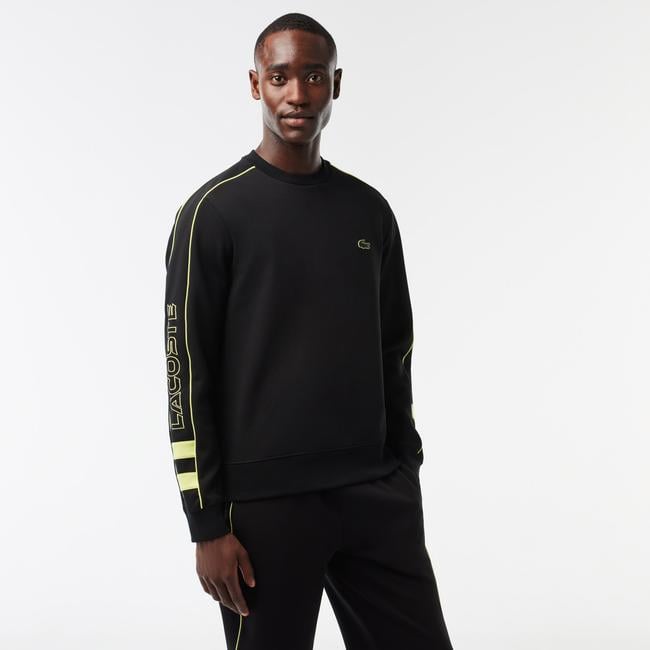  Erkek Classic Fit Bisiklet Yaka Baskılı Siyah Sweatshirt