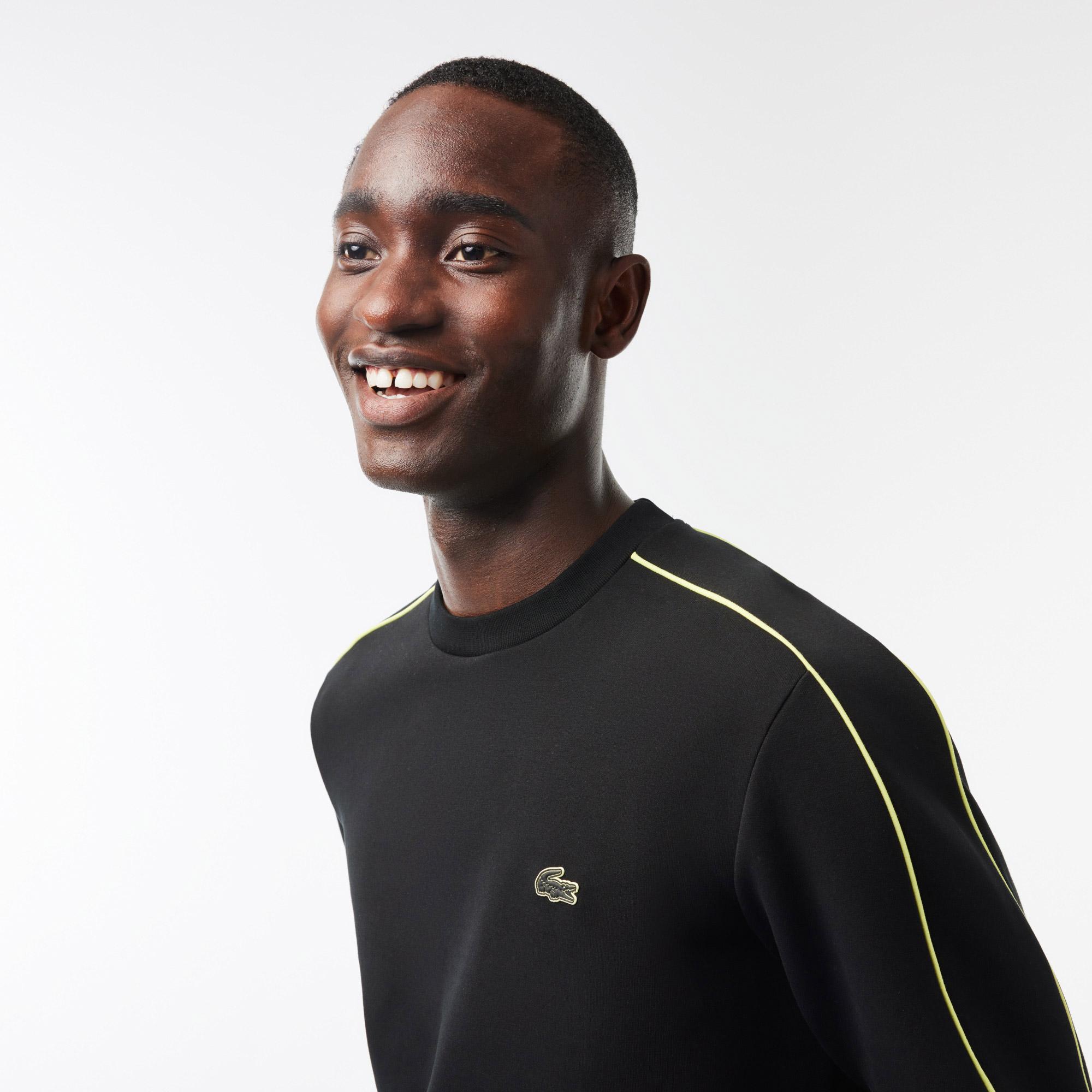 Erkek Classic Fit Bisiklet Yaka Baskılı Siyah Sweatshirt