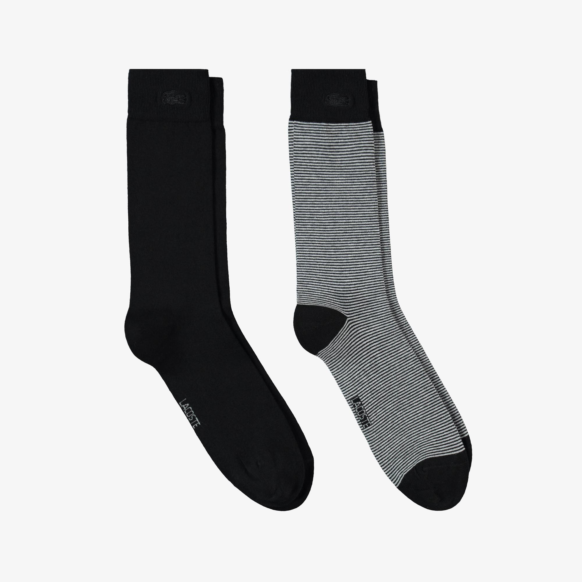 Lacoste Erkek Çizgili Siyah Çorap