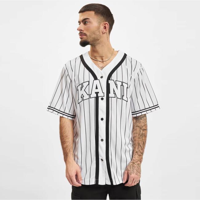  Karl Kani Serif Pinstripe Baseball Erkek Beyaz Gömlek