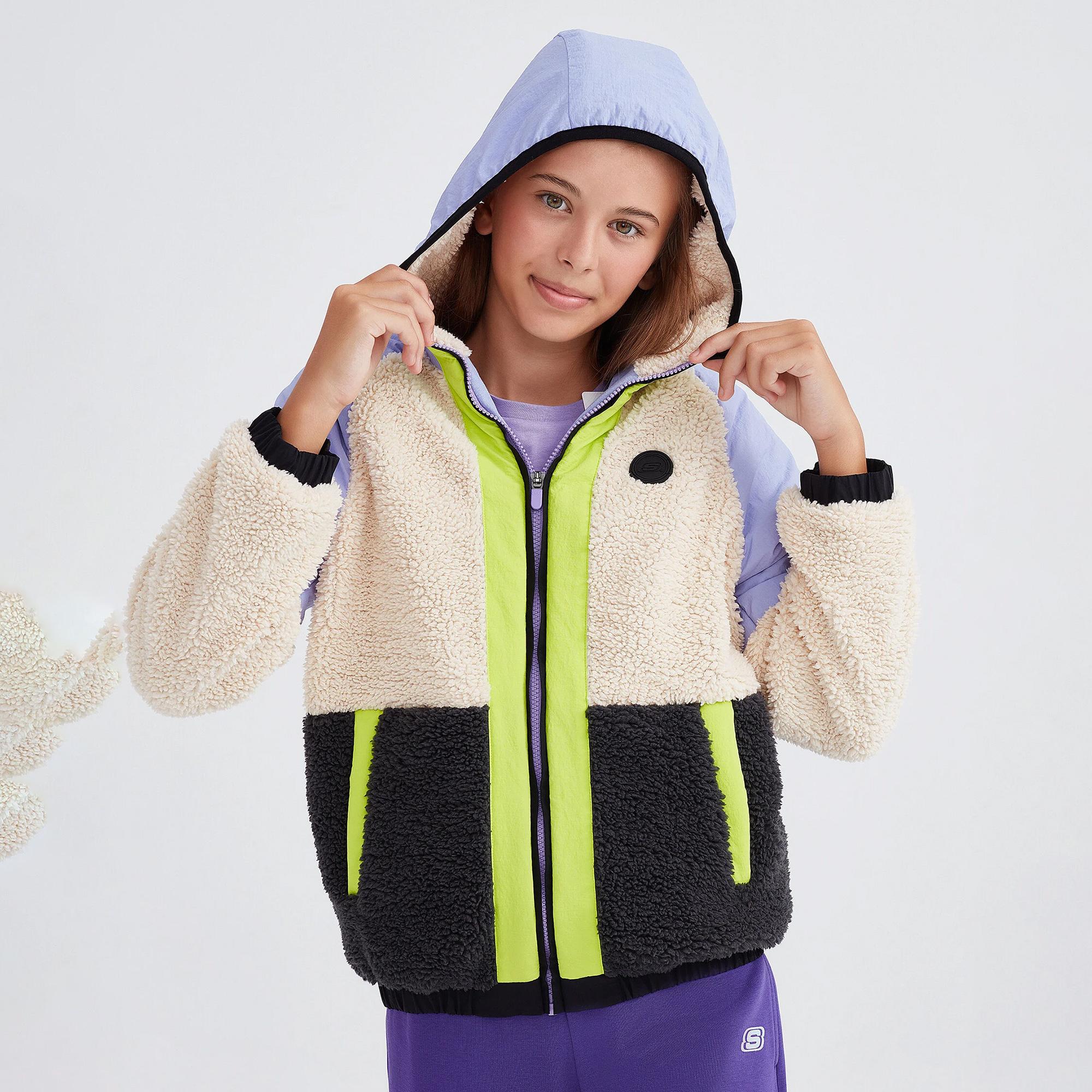 Skechers Outdoor Fleece Full Zip Sherpa Çocuk Mor Eşofman Üstü