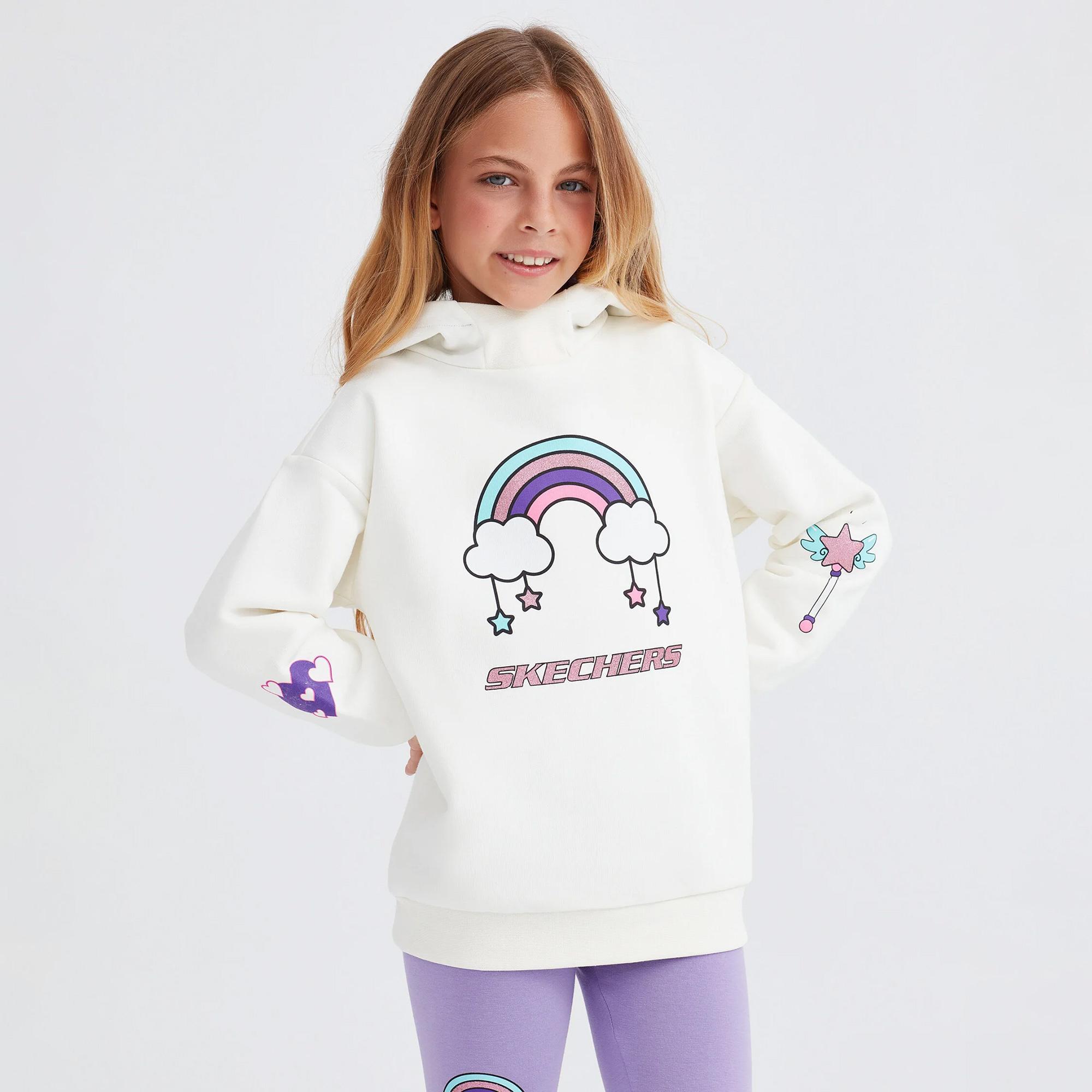 Skechers Heavy Weight Fleece Suit Çocuk Beyaz Günlük Eşofman Üstü